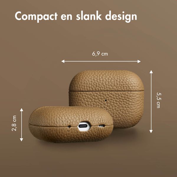 Accezz Echt Leren Case AirPods Pro 2 - Taupe