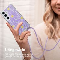 imoshion Design hoesje met koord Samsung Galaxy S25 - Tropical Violet Flowers Connect