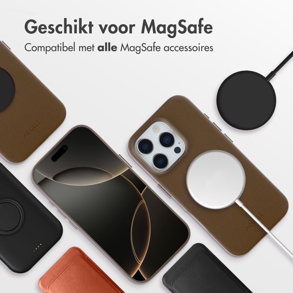 Accezz MagSafe Leather Backcover Apple iPhone 16 Pro - Coffee Brown