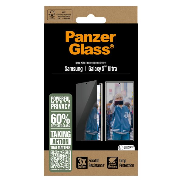 PanzerGlass Privacy Ultra-Wide Fit Anti-Bacterial Screenprotector incl. applicator Samsung Galaxy S25 Ultra