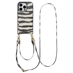 Selencia Nova Telefoonhoes met Koord en Pashouder Apple iPhone 16 Pro - Zazzy Zebra