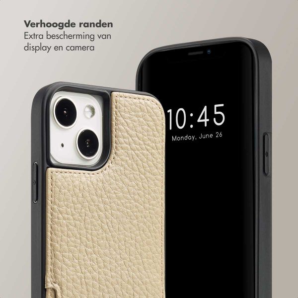 Selencia Nova Backcover met koord en pashouder iPhone 13 - Beige