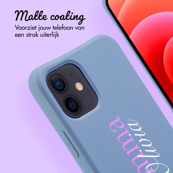 Gepersonaliseerd Color Backcover MagSafe met afneembaar koord en naam  iPhone 12 Pro - Ash Blue