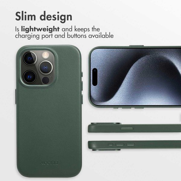 Accezz Leather Back Cover with MagSafe Apple iPhone 15 Pro - Cedar Green