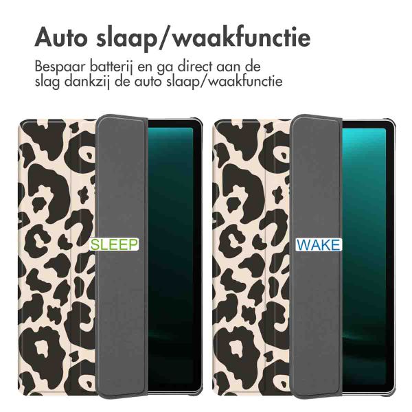 imoshion Design Trifold Bookcase Samsung Galaxy Tab S10 Plus / Tab S9 FE Plus / Tab S9 Plus - Leopard