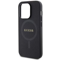 Guess Saffiano Backcover MagSafe iPhone 15 Pro Max - Zwart