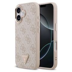 Guess Classic Triangle Logo Leather Backcover met MagSafe Apple iPhone 17 - Roze