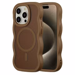 Selencia Wavy Backcover met MagSafe Apple iPhone 15 Pro - Mocha Brown