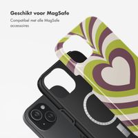 Selencia Vivid Tough Backcover met MagSafe iPhone 15 - Double Hearts Plum Fern