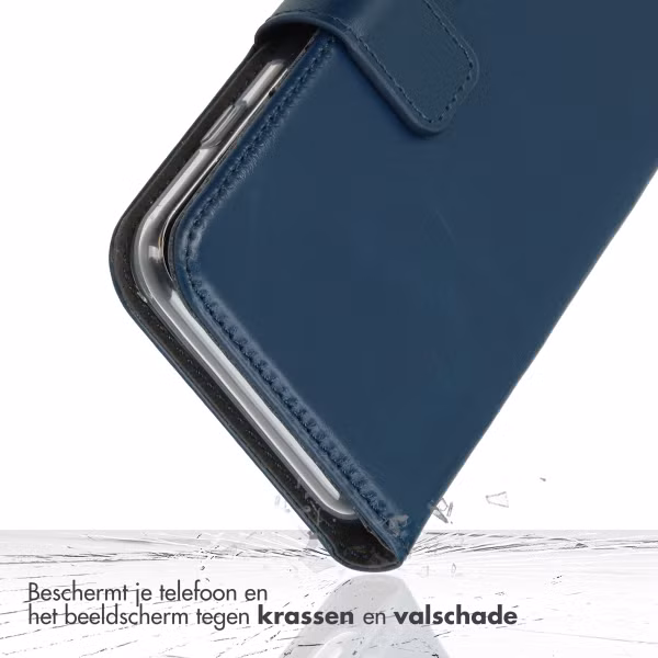 Selencia Echt Leren Bookcase iPhone SE (2022 / 2020) / 8 / 7 / 6(s) - Blauw