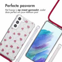 imoshion Design hoesje met koord Samsung Galaxy S21 FE - Dusty Rose Connected Hearts