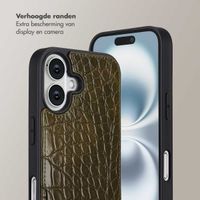 Selencia Nova Croco Telefoonhoes met Koord en Pashouder Apple iPhone 16 - Dark Olive