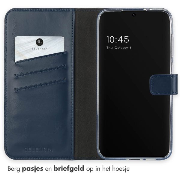 Selencia Echt Leren Bookcase Samsung Galaxy S24 FE - Blauw