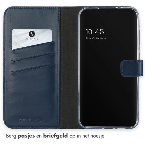 Selencia Echt Lederen Bookcase Samsung Galaxy S24 FE - Blauw