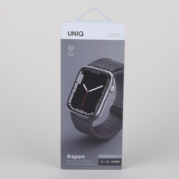 Uniq Aspen Braided bandje Apple Watch Series 1 t/m 9 / SE (38/40/41 mm) | Series 10 / 11 (42 mm) - Granite Grey