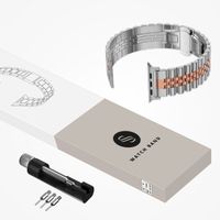 Selencia Jubilee stalen bandje Apple Watch Series 1 t/m 9 / SE (38/40/41 mm) | Series 10 / 11 (42 mm) - Zilver & Rosé Goud