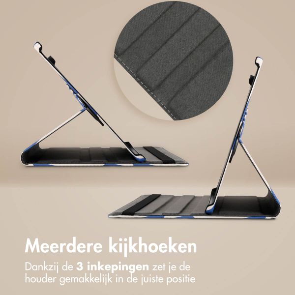 imoshion 360° Draaibare Design Bookcase Apple iPad Pro 12.9 (2018/2020/2021/2022) - White Blue Stripes