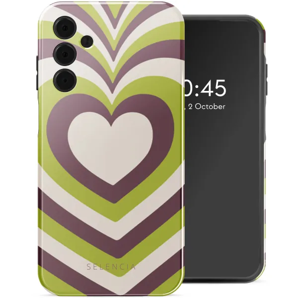 Selencia Vivid Tough Backcover Samsung Galaxy A15 (5G/4G) - Double Hearts Plum Fern