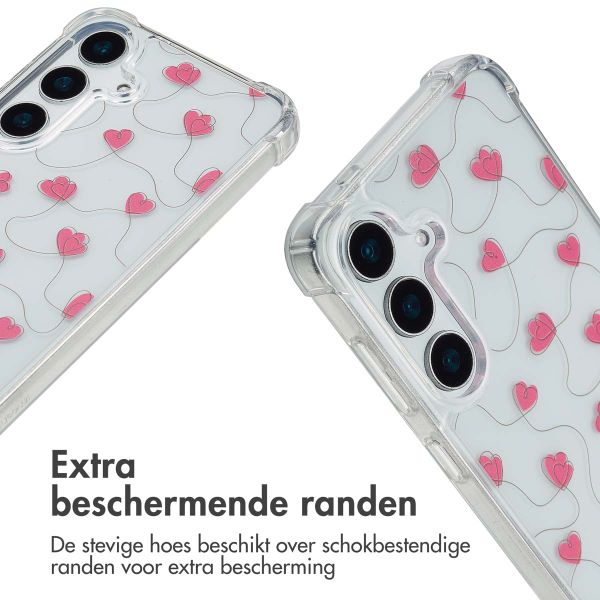 imoshion Design hoesje met koord Samsung Galaxy S25 - Dusty Rose Connected Hearts