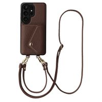 Selencia Sera Telefoonhoes met Koord en Envelop Pashouder Samsung Galaxy S26 Ultra - Chocolate Brown