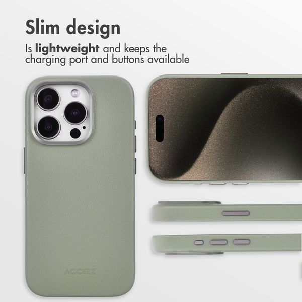 Accezz Leather Back Cover with MagSafe Apple iPhone 15 Pro - Light Grey