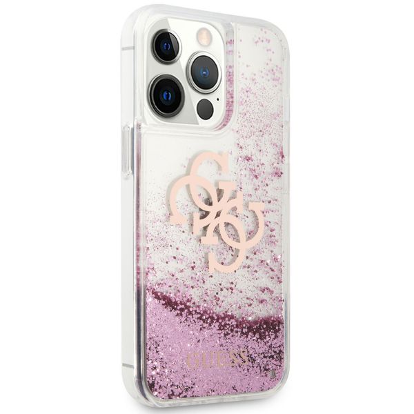 Guess 4G Logo Liquid Glitter Backcover iPhone 13 Pro - Pink