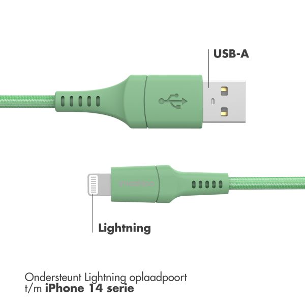 imoshion Lightning naar USB kabel - Non-MFi - Gevlochten textiel - 2 meter - Groen