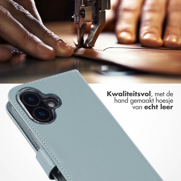 Selencia Echt Leren Bookcase Apple iPhone 16 - Air Blue