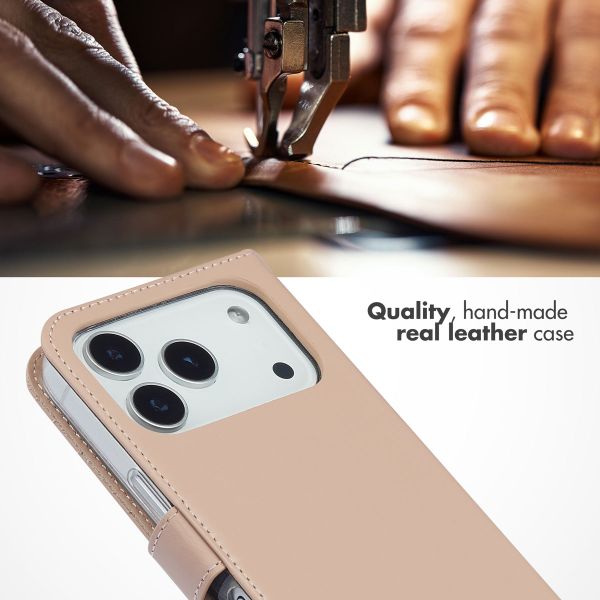 Selencia Genuine Leather Book Case Apple iPhone 17 Pro - Dusty Pink