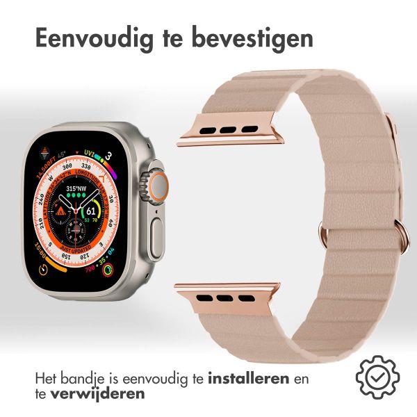imoshion Magnetisch lederen bandje Apple Watch Series 1 - 11 / SE / Ultra (44/45/46/49 mm) - Beige