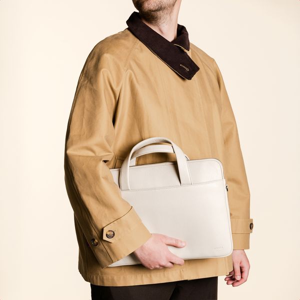 Accezz Leather Laptoptas 16 inch - Beige