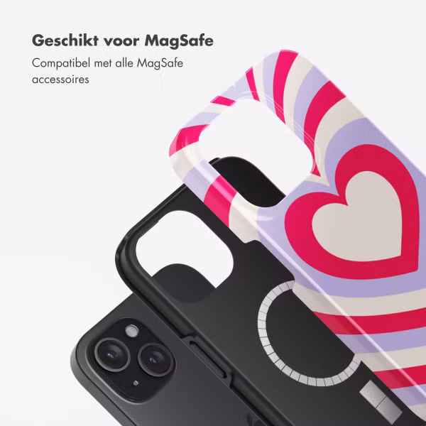Selencia Vivid Backcover met MagSafe Apple iPhone 15 - Double Hearts Rubine Red Lilac
