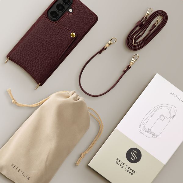 Selencia Nova Phone Case with Cord and Card Holder Samsung Galaxy S26 - Bold Burgundy