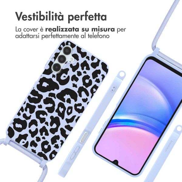 imoshion Siliconen design hoesje met koord Samsung Galaxy A15 (5G/4G) - Animal Lila