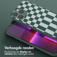 Selencia Siliconen design hoesje met afneembaar koord Apple iPhone 13 Pro Max - Irregular Check Green