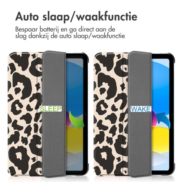 imoshion Design Trifold Bookcase Apple iPad 11 (2025) 11 inch A16 / iPad 10 (2022) 10.9 inch - Leopard