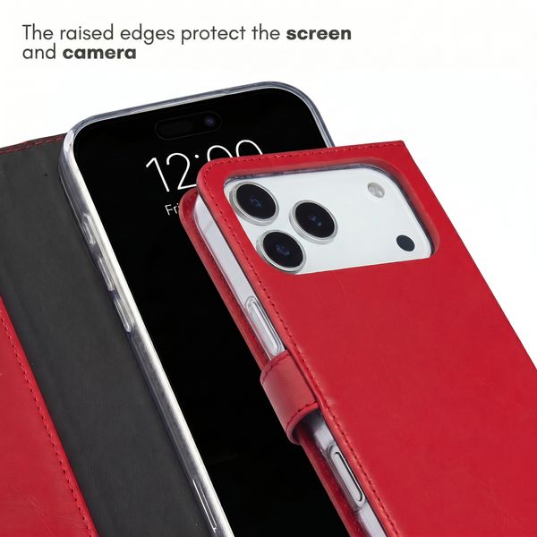 Selencia Genuine Leather Book Case Apple iPhone 18 Pro Max / 17 Pro Max - Red