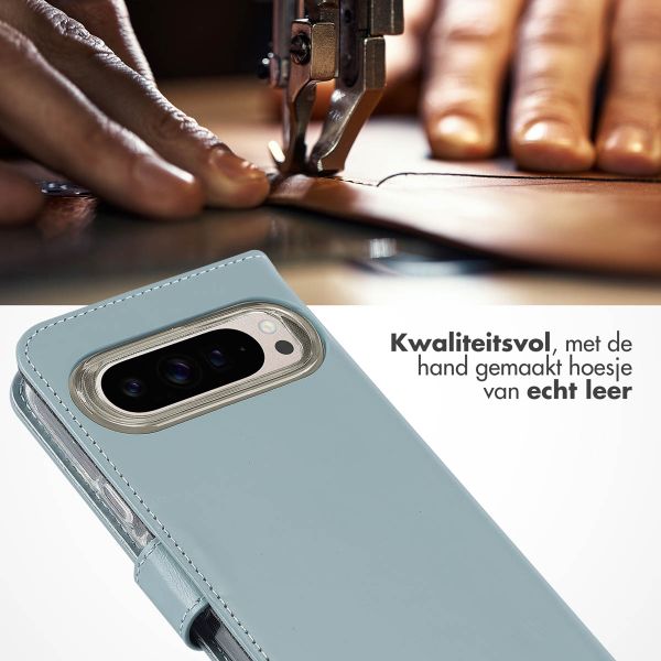 Selencia Echt Leren Bookcase Google Pixel 9 / 9 Pro - Lichtblauw