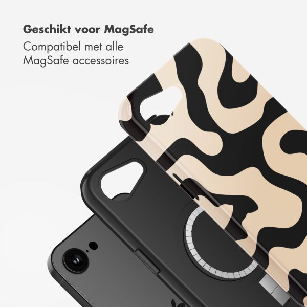 Selencia Vivid Backcover met MagSafe Apple iPhone 16e - Art Wave Black