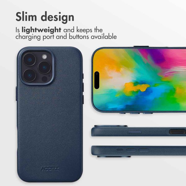 Accezz Leather Back Cover with MagSafe Apple iPhone 16 Pro Max - Nightfall Blue