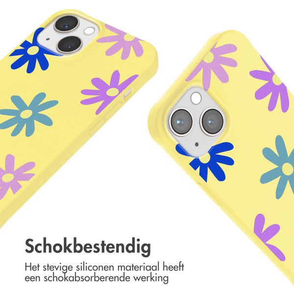 imoshion Siliconen design hoesje met koord iPhone 13 - Yellow Flower Distance