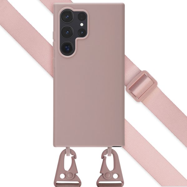 Selencia Siliconen hoesje met afneembaar koord Samsung Galaxy S24 Ultra - Sand Pink