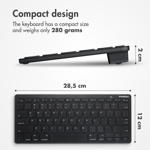 imoshion Wireless Bluetooth Keyboard - Wireless Keyboard - QWERTY - Black