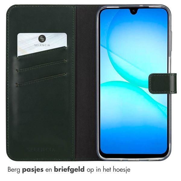Selencia Echt Leren Bookcase Samsung Galaxy A17 - Groen