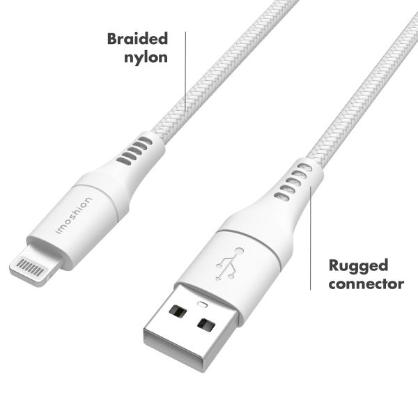 imoshion Lightning naar USB kabel iPhone 5 / 5s - MFi certificering - Gevlochten textiel - 1,5 meter - Wit