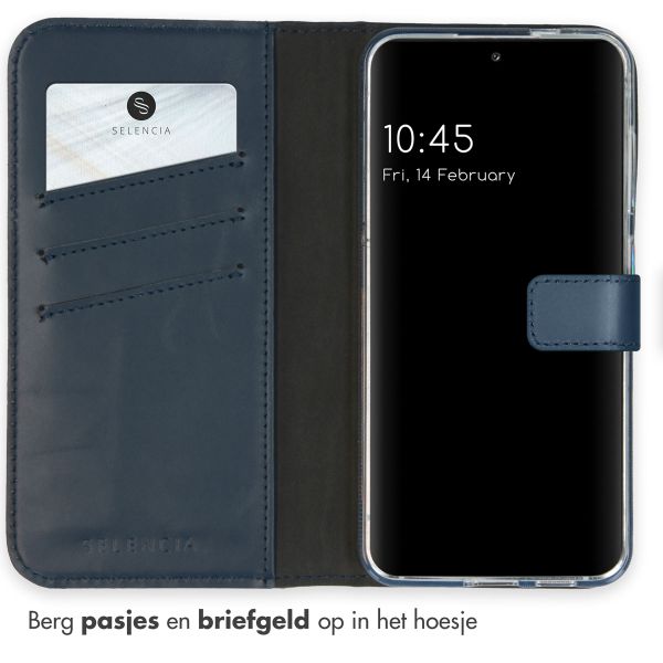 Selencia Echt Leren Bookcase Samsung Galaxy S24 - Donkerblauw