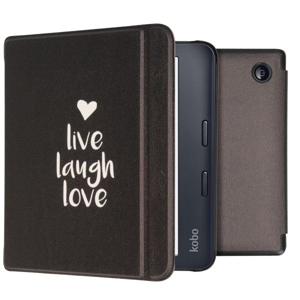 imoshion Design Slim Hard Case Sleepcover met stand Kobo Libra 2 / Tolino Vision 6 - Live Laugh Love