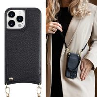 Selencia Nova Phone Case with Cord and Card Holder Apple iPhone 15 Pro Max - Black