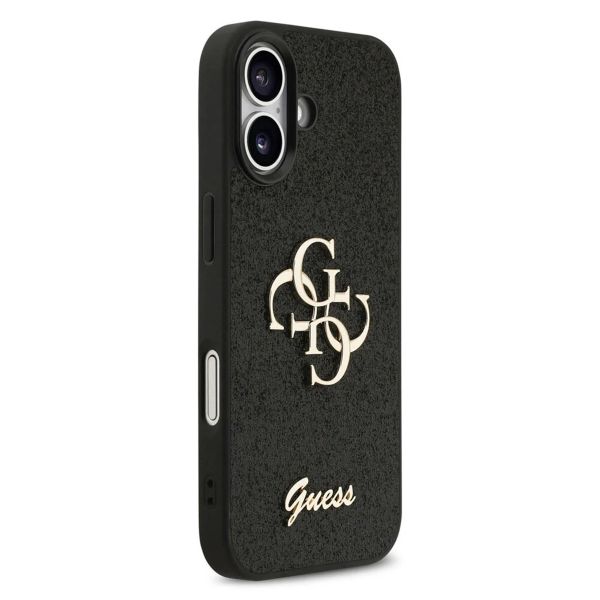 Guess 4G Metal Logo Glitter Backcover Apple iPhone 17 - Zwart