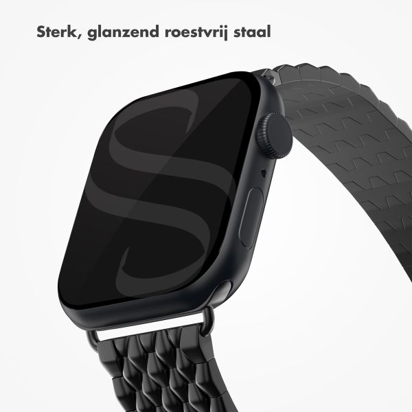 Selencia Stalen draak band Apple Watch Series 1 t/m 9 / SE (38/40/41 mm) | Series 10 / 11 (42 mm) - Zwart